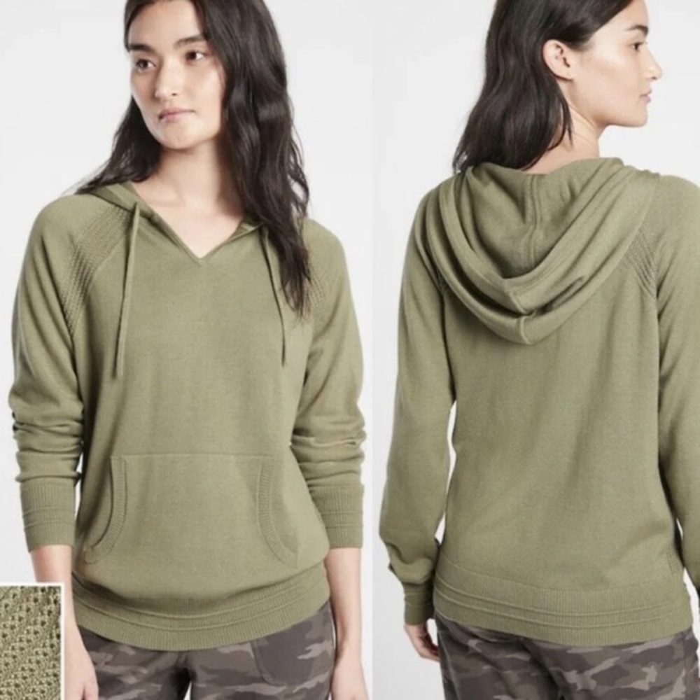Athleta Evergreen Hooded Knit Sweater Olive Green
Casual Pullover XSmall hoodie